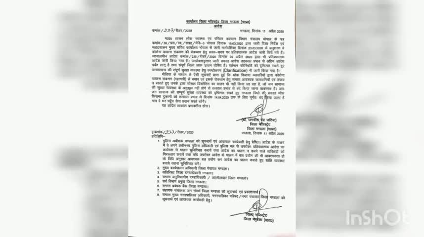 घुघरी: #Mandla_जिले की समस्त थोक किराना दुकानों को 14 अप्रैल 2020 तक तत्काल प्रभाव से बंद करने के निर्देश
