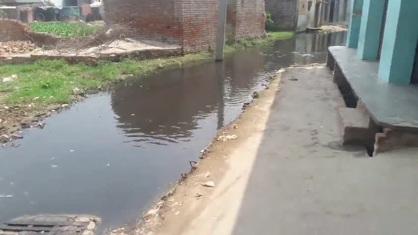 संभल: मोलागढ़ गांव के अंदर गलियो में जलभराव से परेशान ग्रामवासी गंदे पानी के साथ जीवन व्यतीत करने को मजबूर हैं #swachbharat
