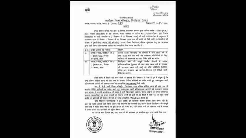 चित्तौड़गढ़: चित्तौड़गढ़ में शनिवार व रविवार को होने वाले लॉकडाउन को हटाया गया।
#chittorplus