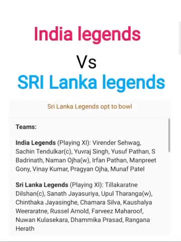 India legends Vs SRI Lanka legends
final match
#Indialegends Bat first
#cricketmatch #final