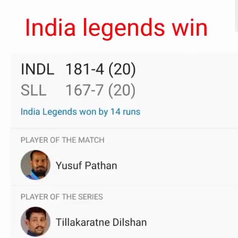#roadsafetyworldseries 
#indialegends #srilankalegends
#indialegendswin #14runs﻿