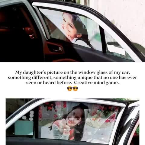 My #daughter picture on the window glass of my car, something different, something unique that no one has ever seen.