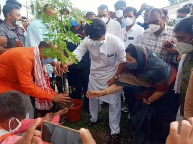 नटेरन: नटेरन के नरेंद्र सिंह खड़ेर ने की महानीम चौराहे पर ज्योतिरादित्य सिंधिया से मुलाकात मुलाकात करने के #बाद वृक्षारोपण किया