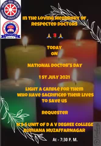 #DoctorsDay2021 Plz Light a candle for them who have sacrificed their lives to save our lives. Respect DOC at 7:30 P M