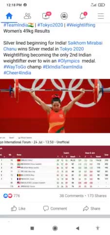 #TeamIndia🇮🇳 | #Tokyo2020 | #Weightlifting 
Women's 49kg Results