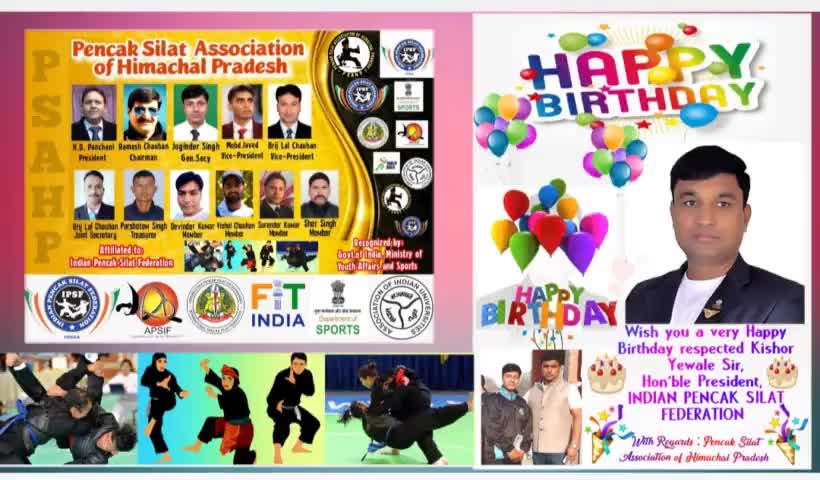 Wish you a very Happy Birthday respected President, IPSF, Mr. Kishor Yewale Sir 
🎂🎂🎂🎂🎂
Regards, 
#Pencak_Silat_HP