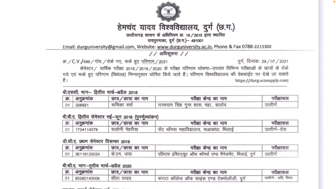 30 July 2021 | CG UNIVERSITY NOTIFICATION | PRSU | ATAL UNIVERSITY  | DURG UNIVERSITY | CSVTU #prsu #csvtu #igkv