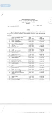 Notification regarding Entrance test for the various PG courses. 
#ABVPHPU #ABVPHP