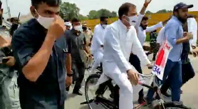 #दिल्ली_न्यूज़ #राहुल_गांधी जी के नेतृत्व में तमाम विपक्षी #सांसद भवन राहुल गांधी जी के साथ #साइकिल से जाते हुए #महंगाई