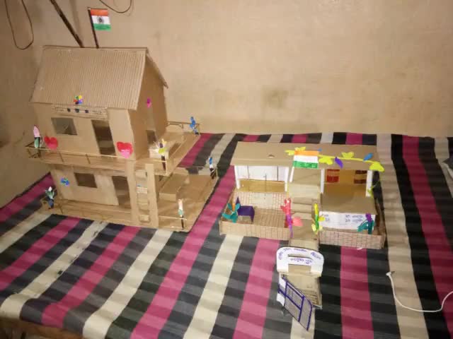 बच्चों के द्वारा अपनी कला का अदभुत प्रदर्शन एक बच्चे ने होटल और विद्यालय बनाया है #school#churu#rajasthan#art#good