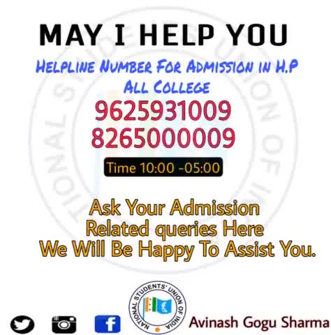 May I Help You 
#NSUI #nsuihimachal