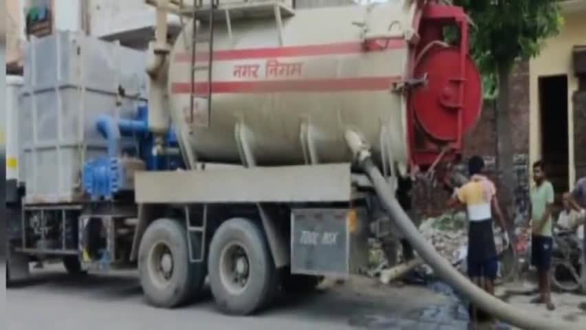 पानीपत: क्षेत्र के वार्ड-6 में नालों की सफाई के लिए सुपर सकर मशीन से ट्रायल शुरू #गंदगी