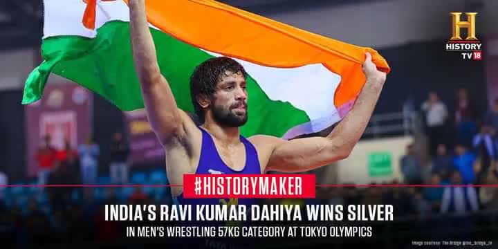 #HistoryMaker #Ravi Kumar Dahiya becomes the first Indian wrestler to win an Olympic Silver in Wrestling 57kg category
