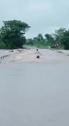 बीना नदी में व्यक्ति बहा सागर जिले खुरई के दलपतपुर में बीना नदी को पार करते हुए बह गया व्यक्ति #nadi #barsat