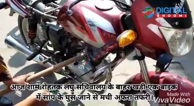 आज शाम रोहतक लघु सचिवालय के बाहर खड़ी एक बाइक में सांप के घुस जाने से मची अफरा तफरी।
#rohtaknews #HaryanaNews #latestnew