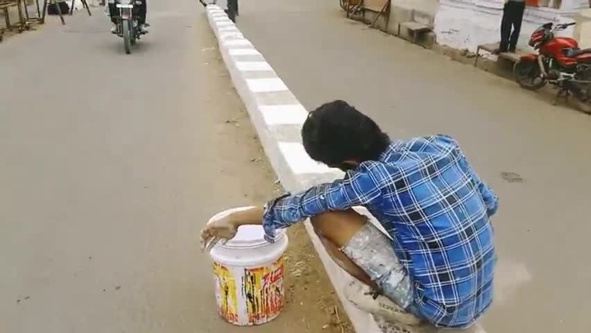 शहर में तेजी से चल रहा डिवाइडर को colore करने का कam #gwalior #news #citynews  #nagarnigamgwalior #cleancity