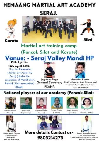 Pencak Silat Training Camp at Seraj Valley,  Mandi HP
#Pencak_Silat_HP
Contact: 70188-44547