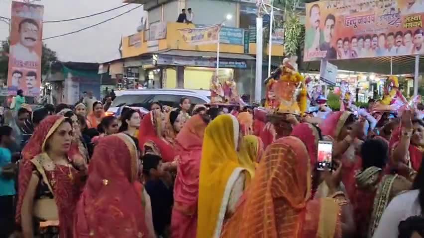 कन्नौद:  नगर चैत्र मास के शुक्ल पक्ष की तृतीया तिथि के दिन गणगौर की सवारी महिलाओं ने निकली#kannod