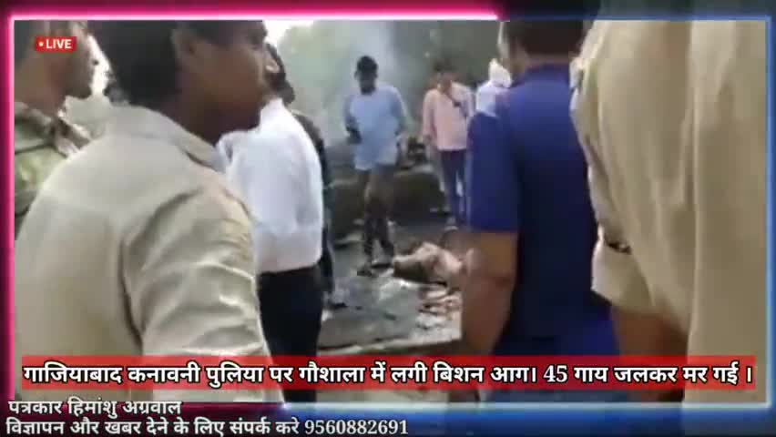#गाजियाबाद #कनावनी #पुलिया पर #गौशाला में लगी #भीशन #आग। #45 #गाय #जलकर #मर गई ।