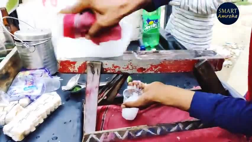 baraf ka Gola छोटे ठेला का बर्फ  गिलास का स्वाद #बर्फ_का_गोला #streetfood