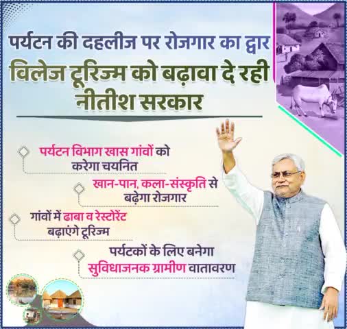 पर्यटन के दहलीज पर #रोजगार का द्वार,विलेज टूरिज्म को बढ़ावा दे रही सरकार...पर्यटन विभाग विलेज टूरिज़्म के लिए करेगा खास गांवों का चयन... खान-पान, कला-संस्कृति से बढ़ेगा रोजगार।
#BiharTourism #Employment
#Bihar #NitishKumar