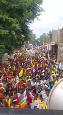 राष्ट्रीय राज्य मार्ग में रोड़ शो दौरान ,सड़क जाम हजारों लोग आदिवासी दिवस मानते हुए#उदयपुर#सरगुजा#छत्तीसगढ़