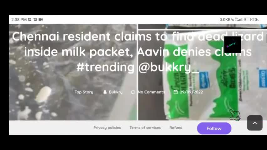 #Chennai #resident claims to find #dead #lizard #inside milk packet, #Aavin #denies #claims #trendings