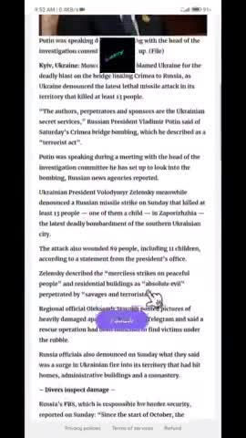 #crimea #bridge #blast #putin #calls #terrorist #activity