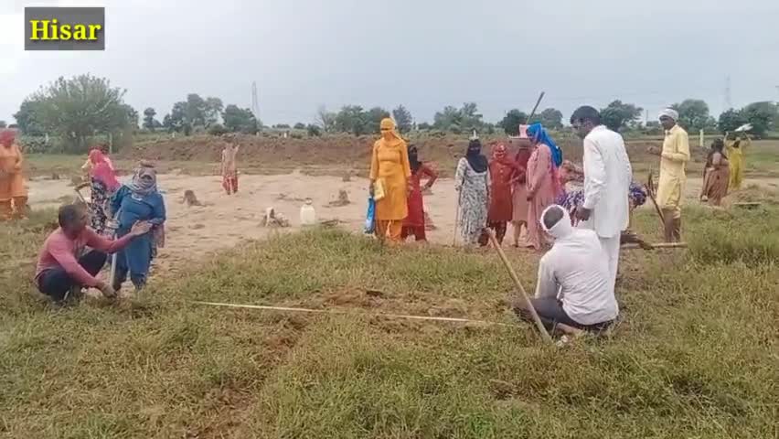 बरवाला: गांव राजली में मनरेगा के मजदूर ने काम करते हुए नये मेटों को दी बधाई हो #rajli #hisar #manrega #newsvideo