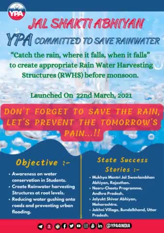 "YPA stands for water conservation programs and support them."
#jalshaktiabhiyan #jalshakti #nationalyouthday #savetheplanet #water #janshakti #waterconservation #savewater #environmentclub #climatechangeisreal