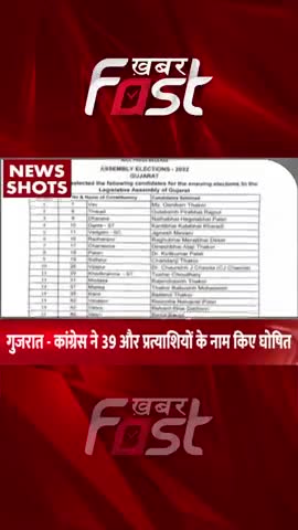 Gujarat Assembly Election: कांग्रेस ने 39 और प्रत्याशियों के नाम किए घोषित 

#Khabarfast #GujaratAssemblyElection #vote