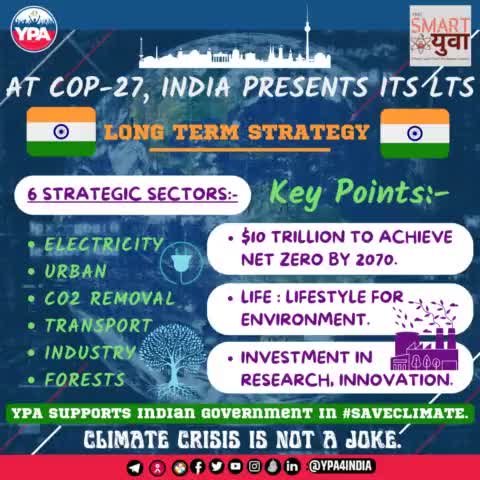 Well done India...... United we stand, divided we fall. YPA stands together with Government of India and is contributing towards climate conservation. 
#saveclimate #COP27 #Egypt  #India #LTS #carbonemission #UNFCCC #UN #Conference
