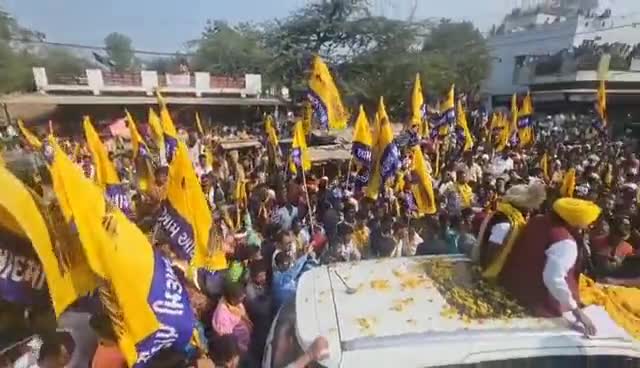 #गुजरात में पंजाब के CM #BhagwantMann जी के रोड शो में उमड़ा जनसैलाब 💥  #vote4jhadu