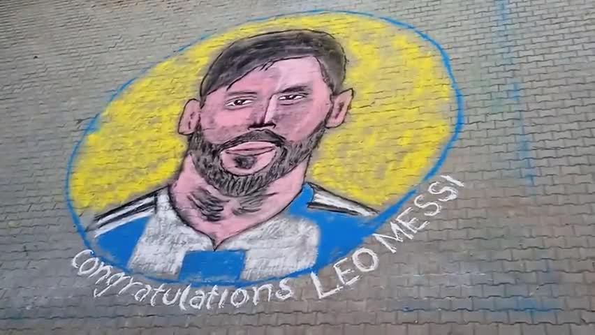 Your hard work and perseverance have paid off #Congratulations #imessi . A #Rangoli made by Anshul sharma #mukeshanshul