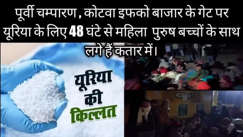 पूर्वी चम्पारण कोटवा इफको बाजार के गेट पर यूरिया खाद के लिए 48 घण्टे पूर्व से किसानों की लगी है कतार 
#यूरिया #ऊर्वरक