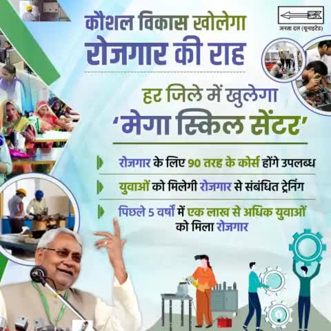 #नीतीश_सरकार राज्य के युवाओं को कौशल विकास और ट्रेनिंग के लिए सभी जिलों में #मेगा_स्किल_सेंटर की स्थापना कर रही है। जिससे युवा #रोजगार पाकर आत्मनिर्भर बनेंगे।

#बिहार में रोजगार के लिए हर स्तर पर कदम उठाए