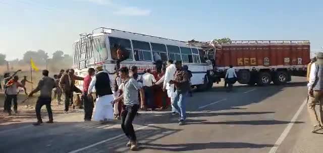 तिंवरी: मथानिया बाईपास बस एक्सीडेंट #जोधपुर#मथानिया