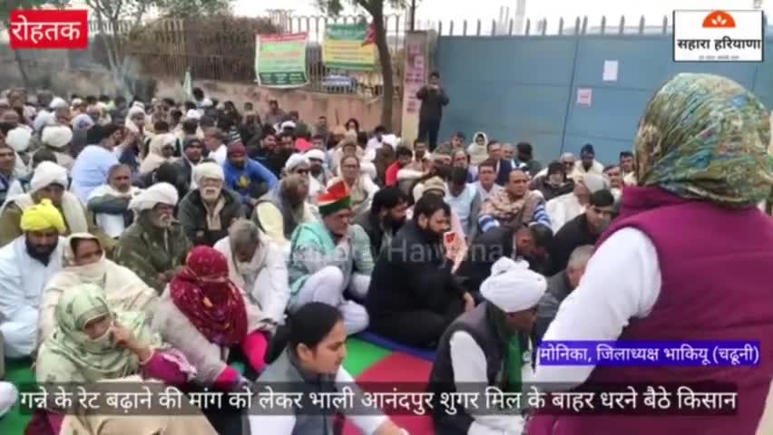 गन्ने के रेट बढ़ाने की मांग को लेकर भाली आनंदपुर शुगर मिल के बाहर धरने बैठे किसान #rohtak #Haryana #Maham