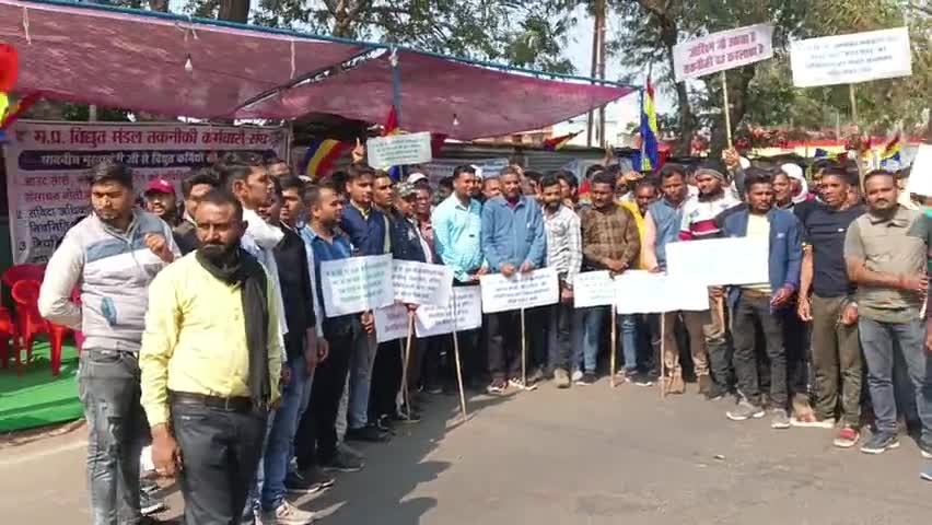 जबलपुर: मधय प्रदेश विधुत मंडल आउटसोर्स और संविदा कर्मी हड़ताल #mp#शक्ति भवन #जबलपुर #आउटसोर्स कर्मी