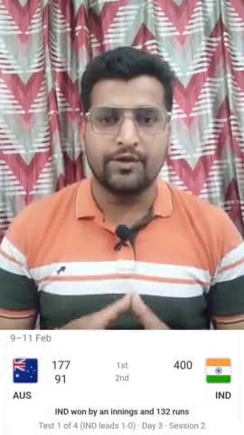पटेल नगर: भारत ने दिया ऑस्ट्रेलिया को टेस्ट मैच में मात। 
#cricketnews #cricket #cricket_news