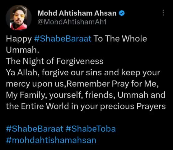 Happy Shab-E-Barat to the whole Ummah❤️
#शब_ए_बारात  #ShabeBarat
#shabemeraj #shabebarat
#shabebaratmubarak
#mohdahtishamahsan 
#hajimohdahsan