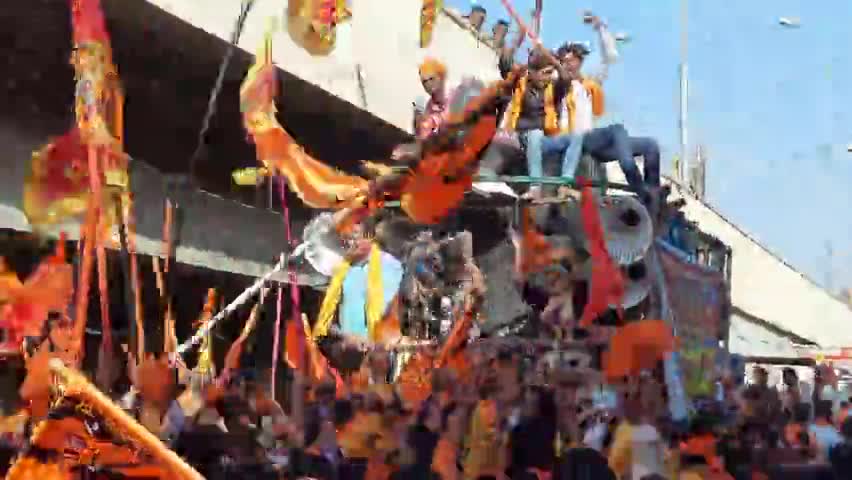 रामनवमी को लेकर#थावे मे निकाली गई #शोभा यात्रा #हजारो लोग हुए शामिल