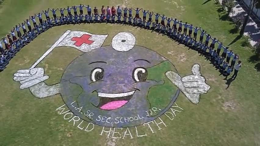 #WorldHealthDay के शुभावसर पर अपने स्कूल से एक रंगोली कला के माध्यम से संदेश -स्वस्थ खाओ,तन-मन जगाओ ।