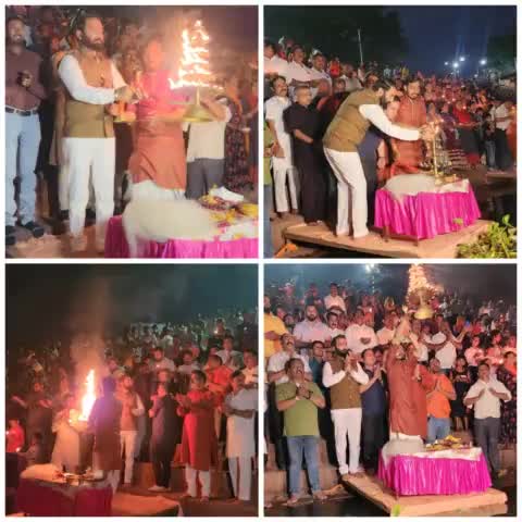 दिनांक 5 मई 2023, शुक्रवार बुद्ध पूर्णिमा के पावन अवसर पर  #महादेव_घाट_रायपुर में करणी_सेना परिवार छत्तीसगढ़ द्वारा प्रत्येक #पूर्णिमा को होने वाली #महाआरती की श्रृंखला में 6 वीं बार #खारुन_गंगा_महाआरती संपन्न हुई।