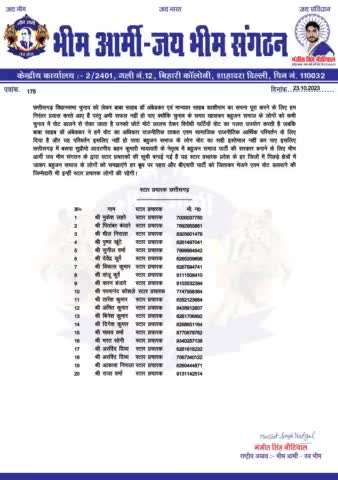 बीएसपी सुप्रीमो आदरणीय बहन कुमारी मायावती जी के नेतृत्व में छत्तीसगढ़ राज्य में बीएसपी सरकार बनाने की युद्ध स्तर पर तैयारी कर ली गई है।
भीम आर्मी जय भीम संगठन के द्वारा घोषित किए गए सभी स्टार प्रचारको को मंगल कामनाएं।
#हर #बूथ #पर #सहाब #का