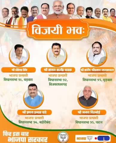 भारतीय जनता पार्टी के प्रत्याशियों को भारी मतों से विजयी बनाएं!

फिर इस बार भाजपा की सरकार बनाएं। 

#Vote4BJP