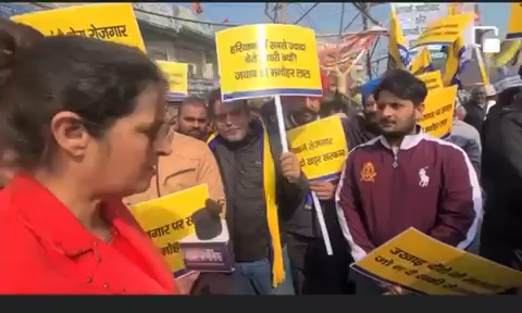 #बेरोजगारी को लेकर #आमआदमीपार्टी का जोरदार #प्रदर्शन -एडवोकेट कर्मवीर सिंह बुटर #रादौर #यमुनानगर