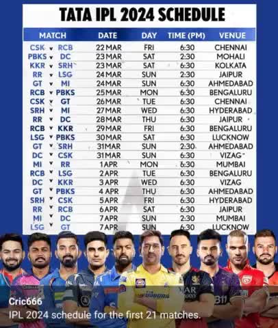 #TATA IPL 2024 SCHEDULE! टाटा आईपीएल 2024, #क्रिकेट