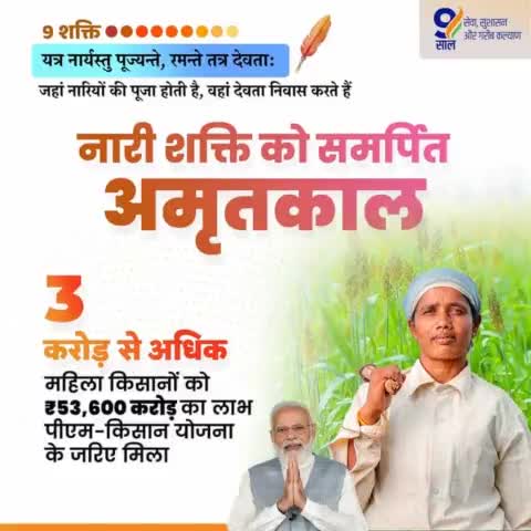 3 करोड़ से अधिक महिला किसानों को ₹53,600 करोड़ का लाभ पीएम-किसान योजना के जरिए मिला,
#TabhiTohSabModiKoChunteHai
#AbkiBar400Par