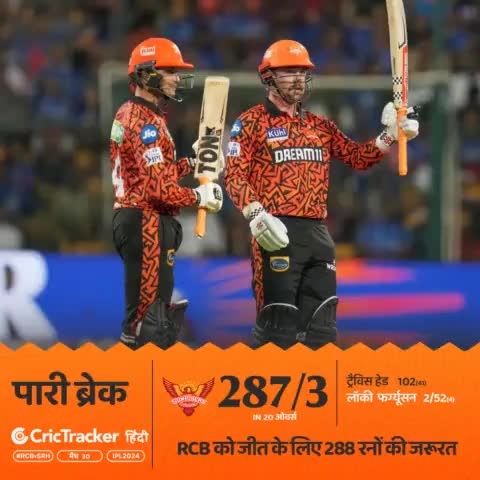 SRH ने RCB के खिलाफ बनाया आईपीएल इतिहास का सबसे बड़ा स्कोर 287 
#ipl
#ara